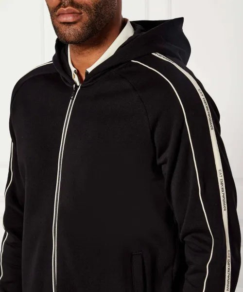 Ea7 Emporio Armani Hooded Zip Sweatshirt With Contrasting Logo
