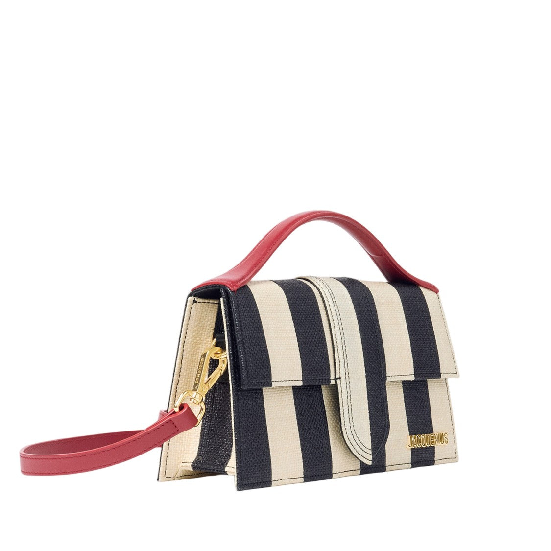 Jacquemus Rectangular Striped Patchwork Raffia Bag