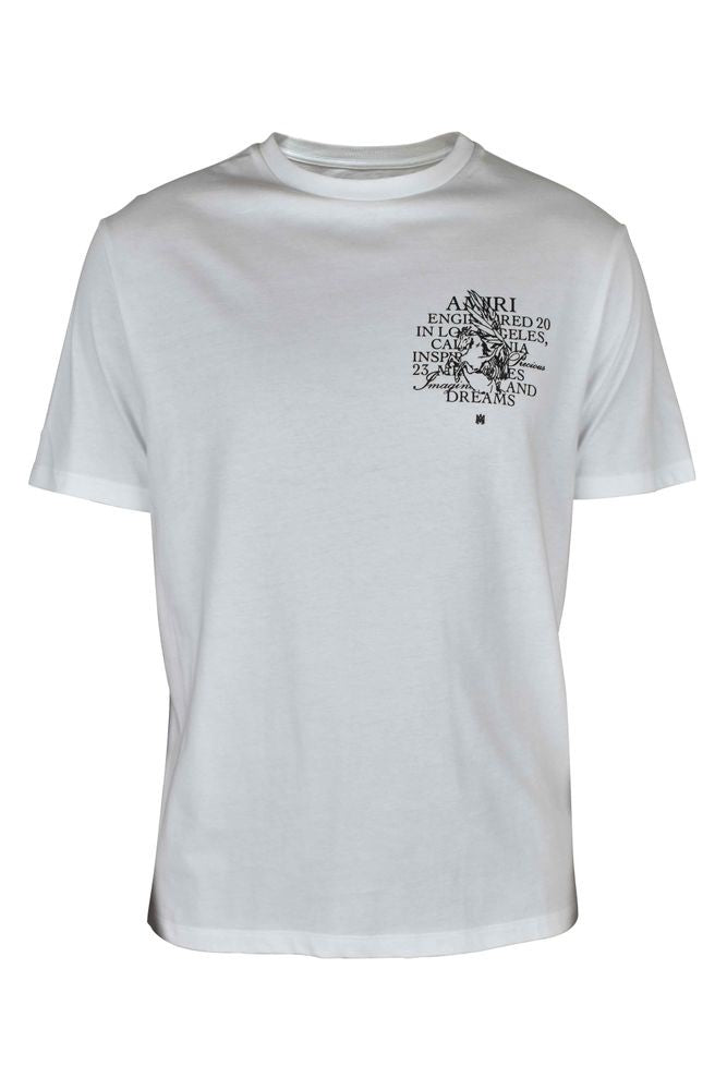 Amiri White Cotton T-Shirt Featuring Unicorn Illustration