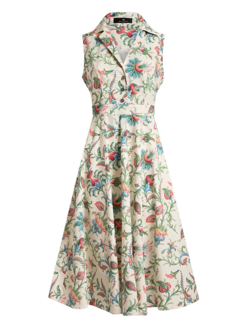 Etro Floral Print A-Line Midi Dress