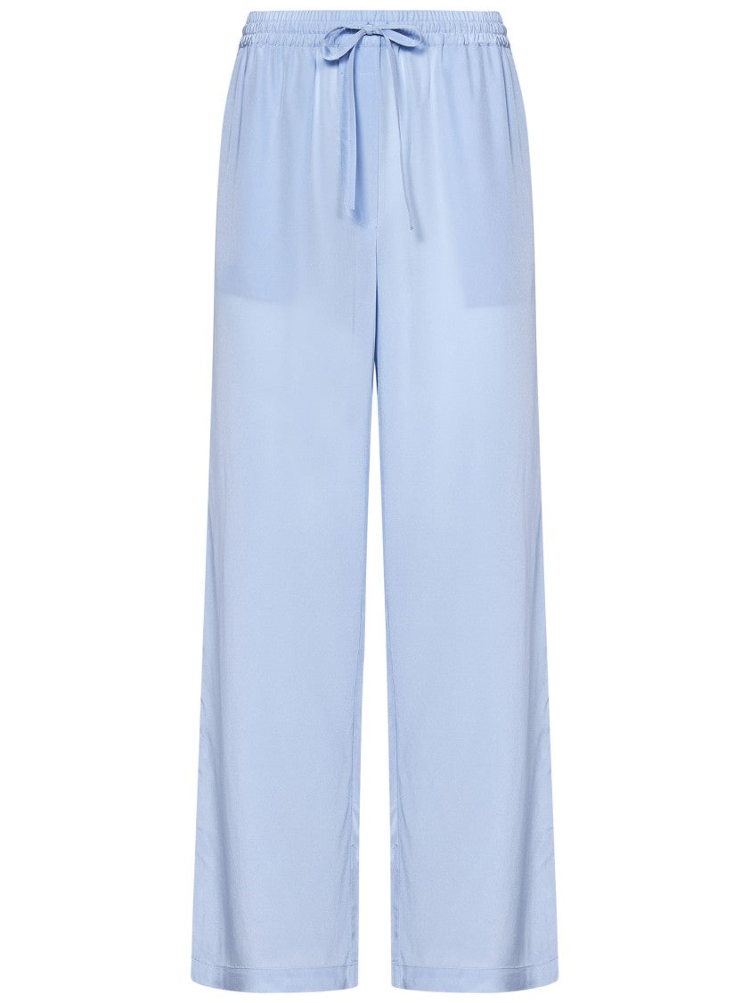Parosh Wide-Leg Clear Blue Silk Trousers