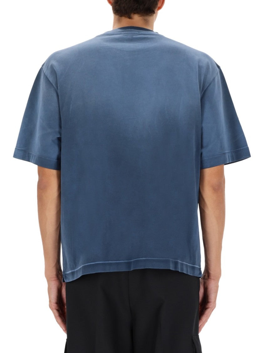 Off-White Relaxed-Fit Blue T-Shirt With Ribbed Details