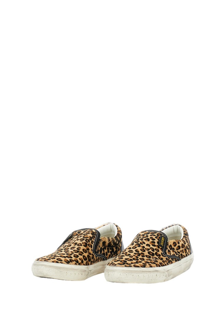 Golden Goose Horsy-Effect Cowhide Slip-On Sneakers With Vintage Finish