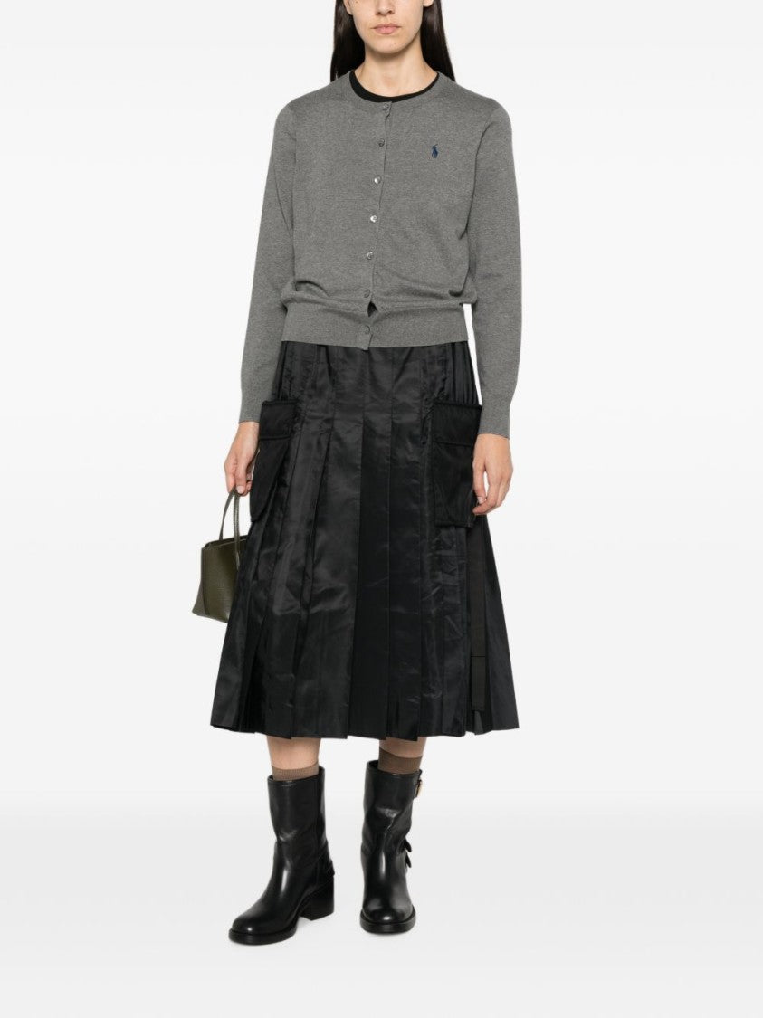 Polo Ralph Lauren Classic Grey Knit Sweater With Button-Down Front