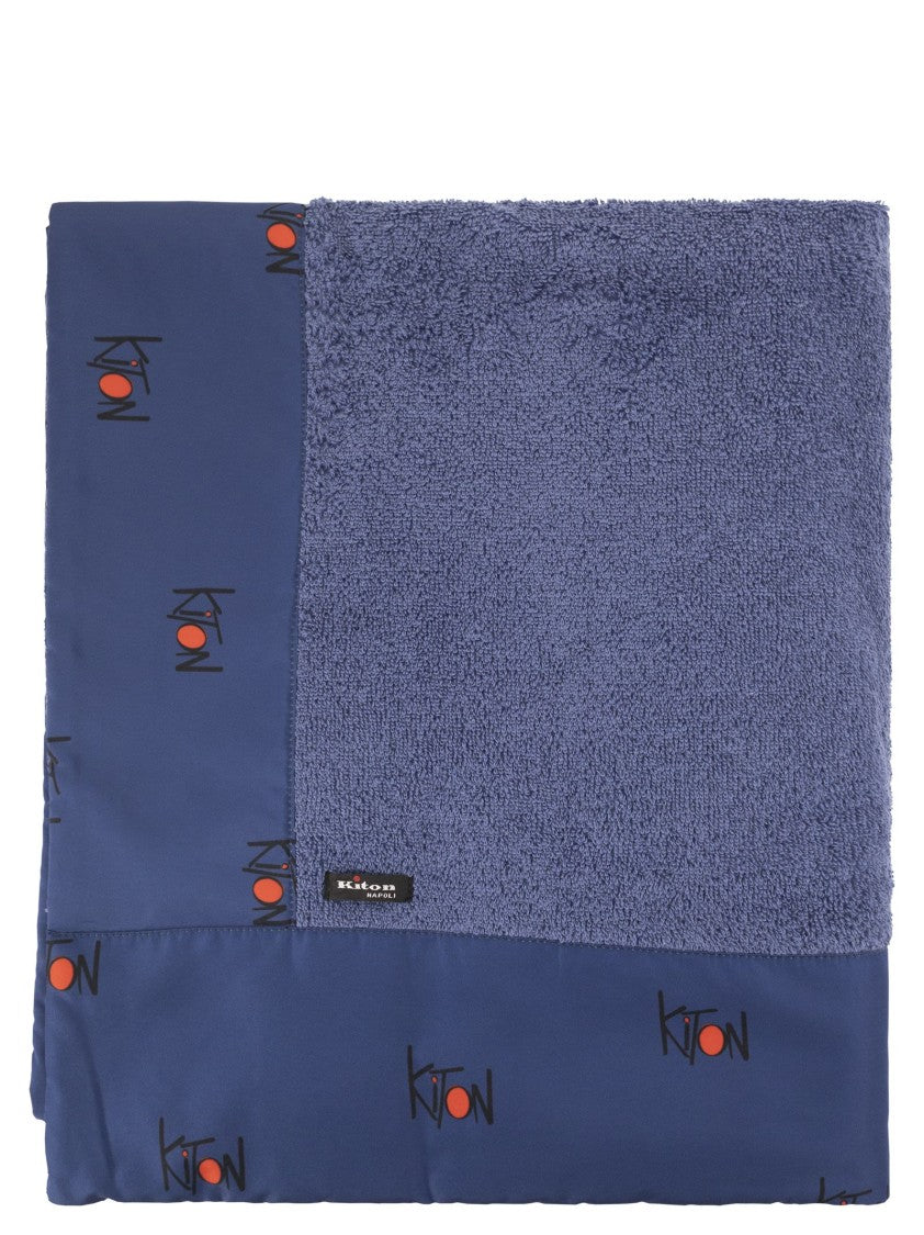 Kiton Terry Beach Towel With Logo Border