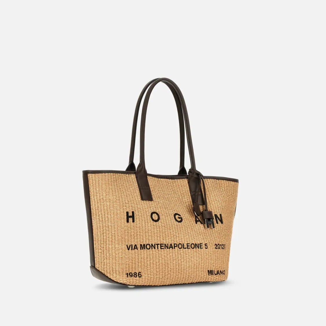 Hogan Beige Address Shopping Piccola Raffia Shopping Bag