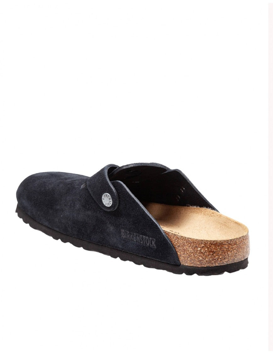 Birkenstock Boston Bf Suede Clogs In Black