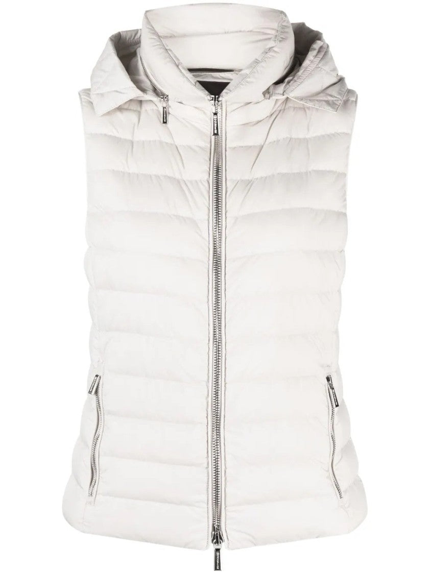 Moorer Sleeveless Puffed Vest With Horizontal Quilted Padding And High Collar
