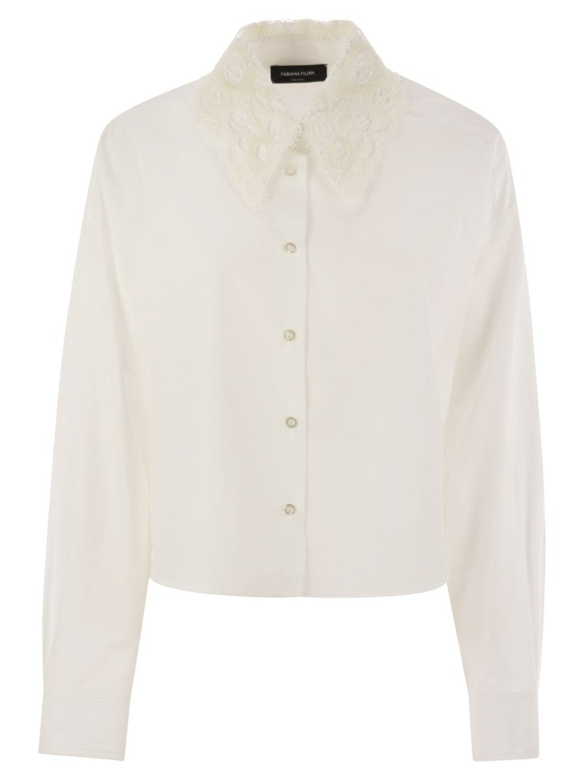 Fabiana Filippi Cropped Shirt With Lace Collar