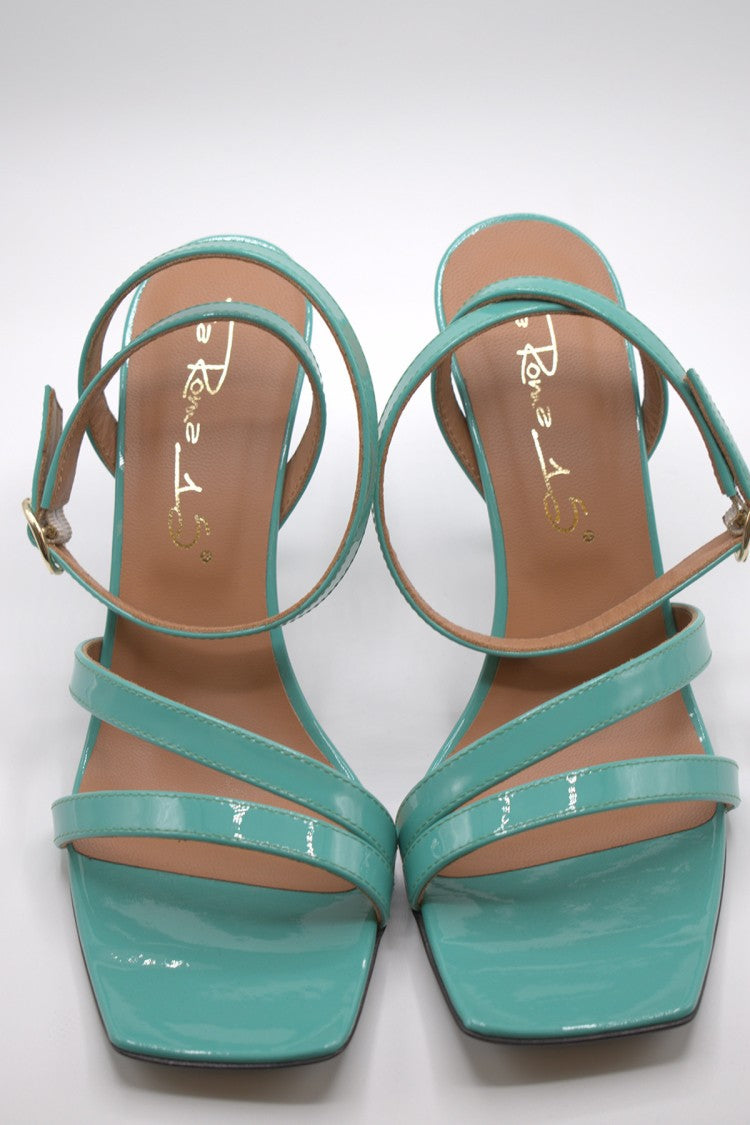 Via Roma 15 Teal Leather Sandals