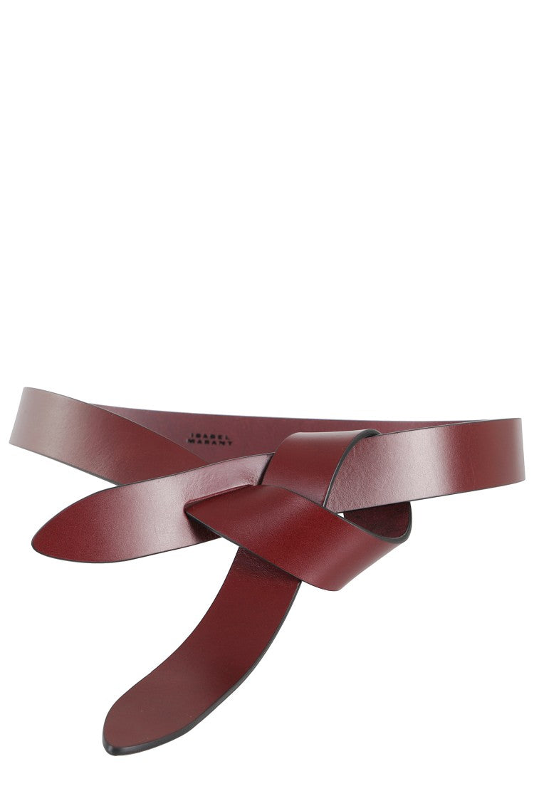 Isabel Marant Burgundy Leather Belt With Unique Knot Design