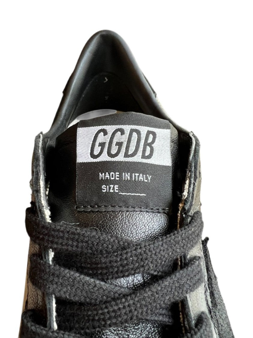 Golden Goose Black Star Gold Accent Silk Nylon Low-Top Sneakers