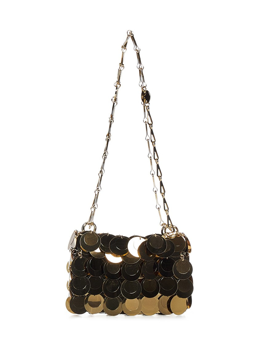Rabanne Golden Shoulder Bag With Shimmering Metal Discs