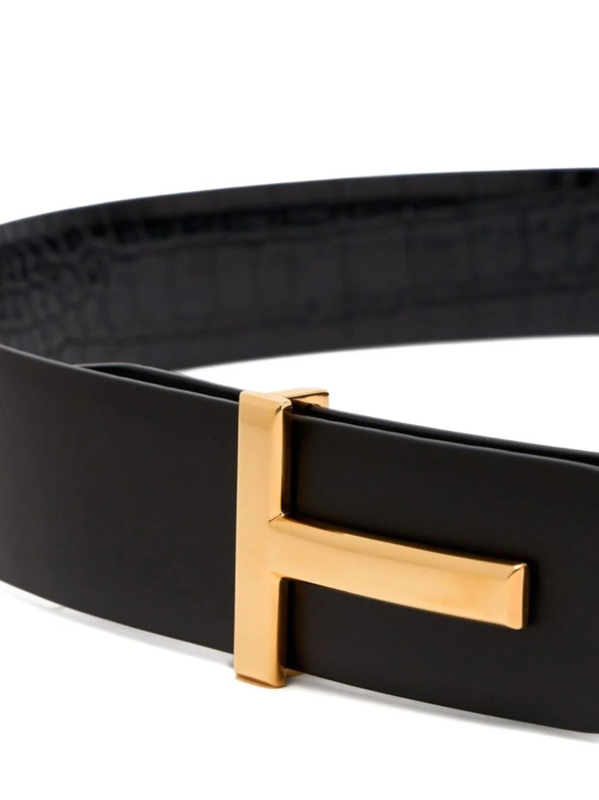 Tom Ford Textured Crocodile Pattern Leather Belt