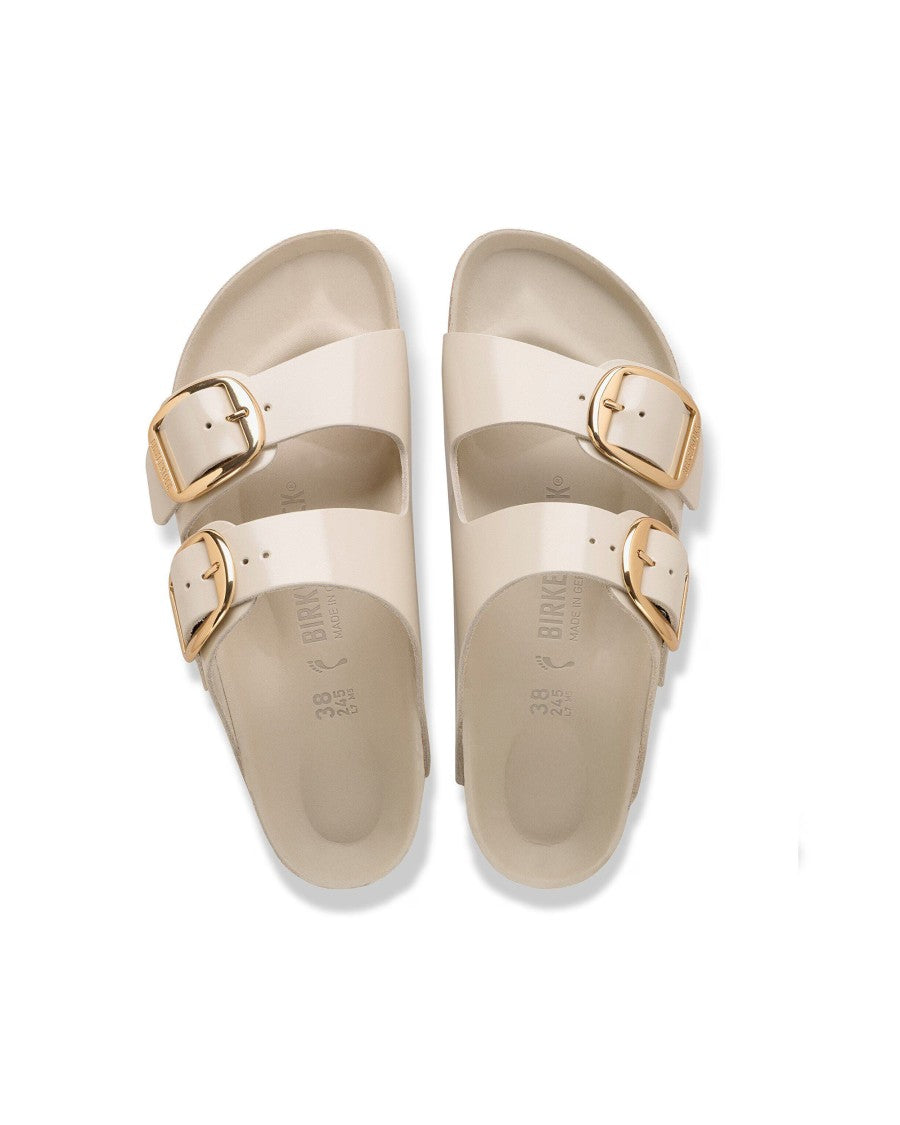 Birkenstock Arizona Big Buckle Slides In Shine Oyster