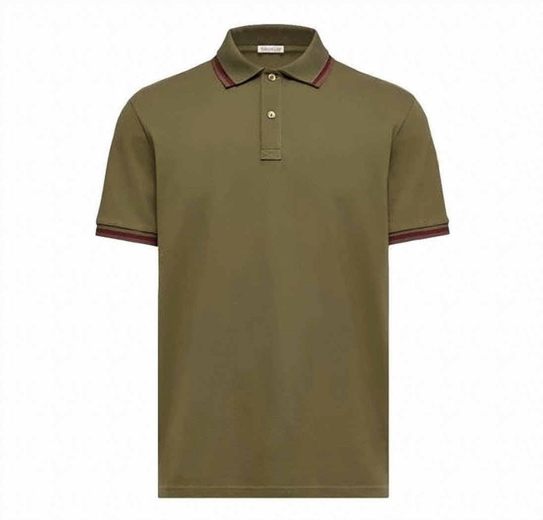 Moncler Short-Sleeve Polo Shirt With Contrasting Cuffs And Logo Patch