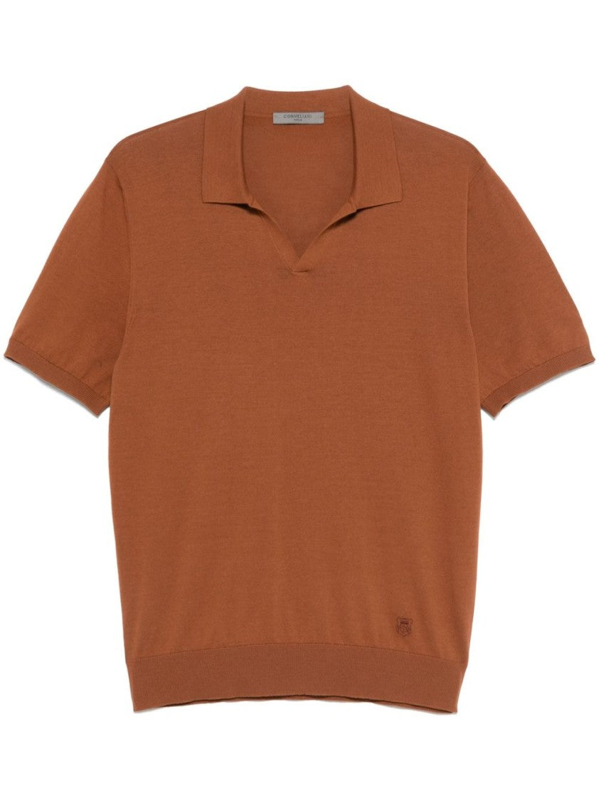 Corneliani Polo Design Brown Sweater With Relaxed Fit
