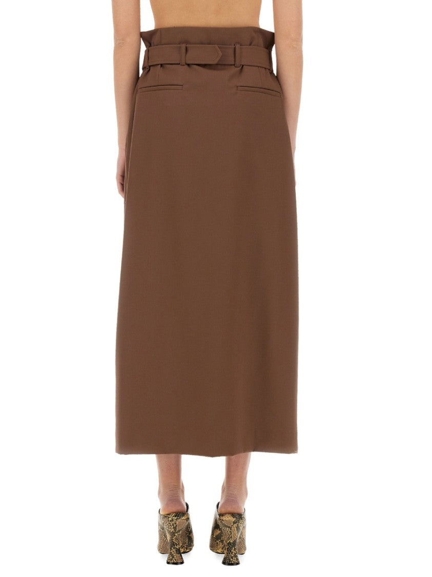 Dries Van Noten Tailored Wool Skirt With Waist Belt