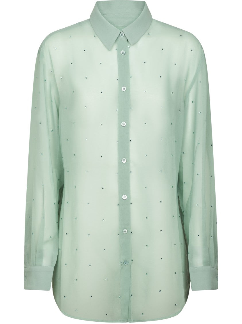 Mc2 Saint Barth Sheer Georgette Shirt With Rhinestone Embellishments