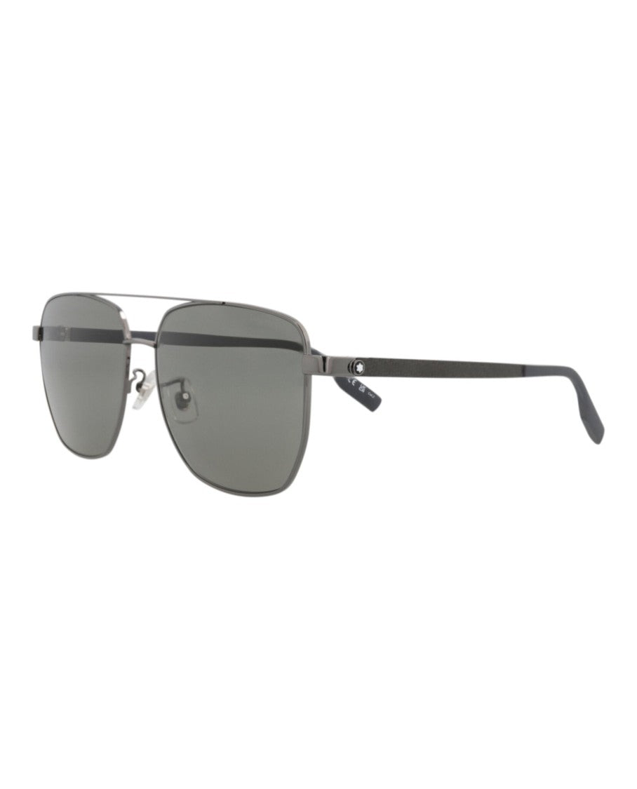 Montblanc Aviator-Frame Metal Sunglasses With Adjustable Nose Pads