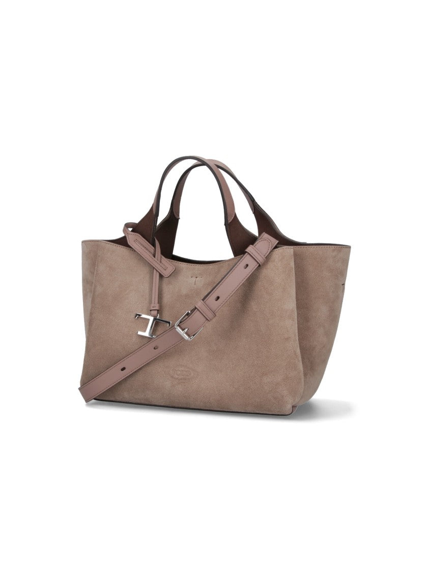 Tod's Mini Suede Tote Bag With Silver Charm