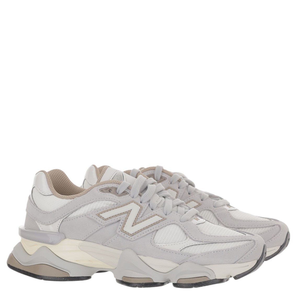 New Balance Gray 9060 Layered Leather Panel Sneakers