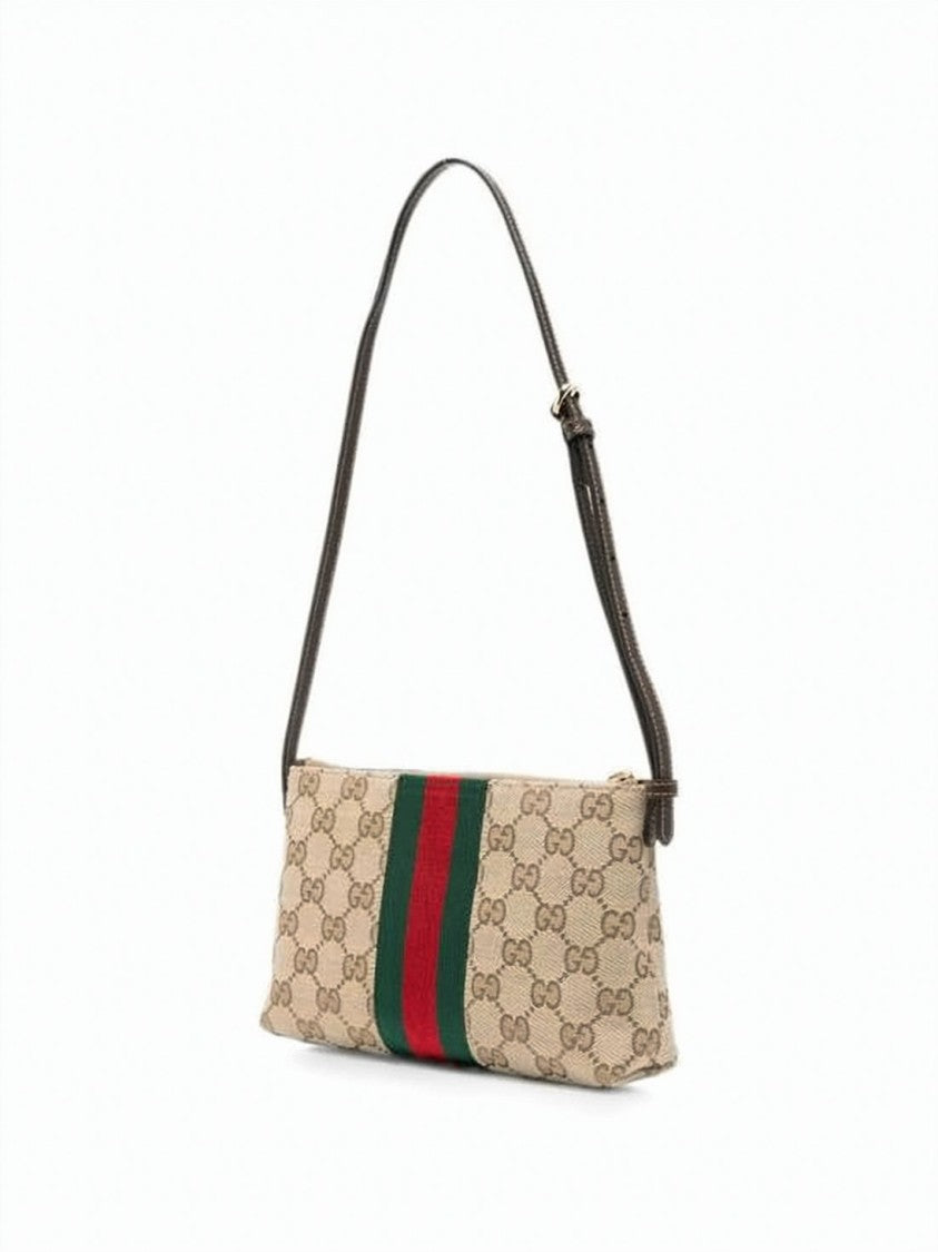 Gucci Rectangular Canvas Crossbody Bag With Monogram Pattern And Horsebit Hardware