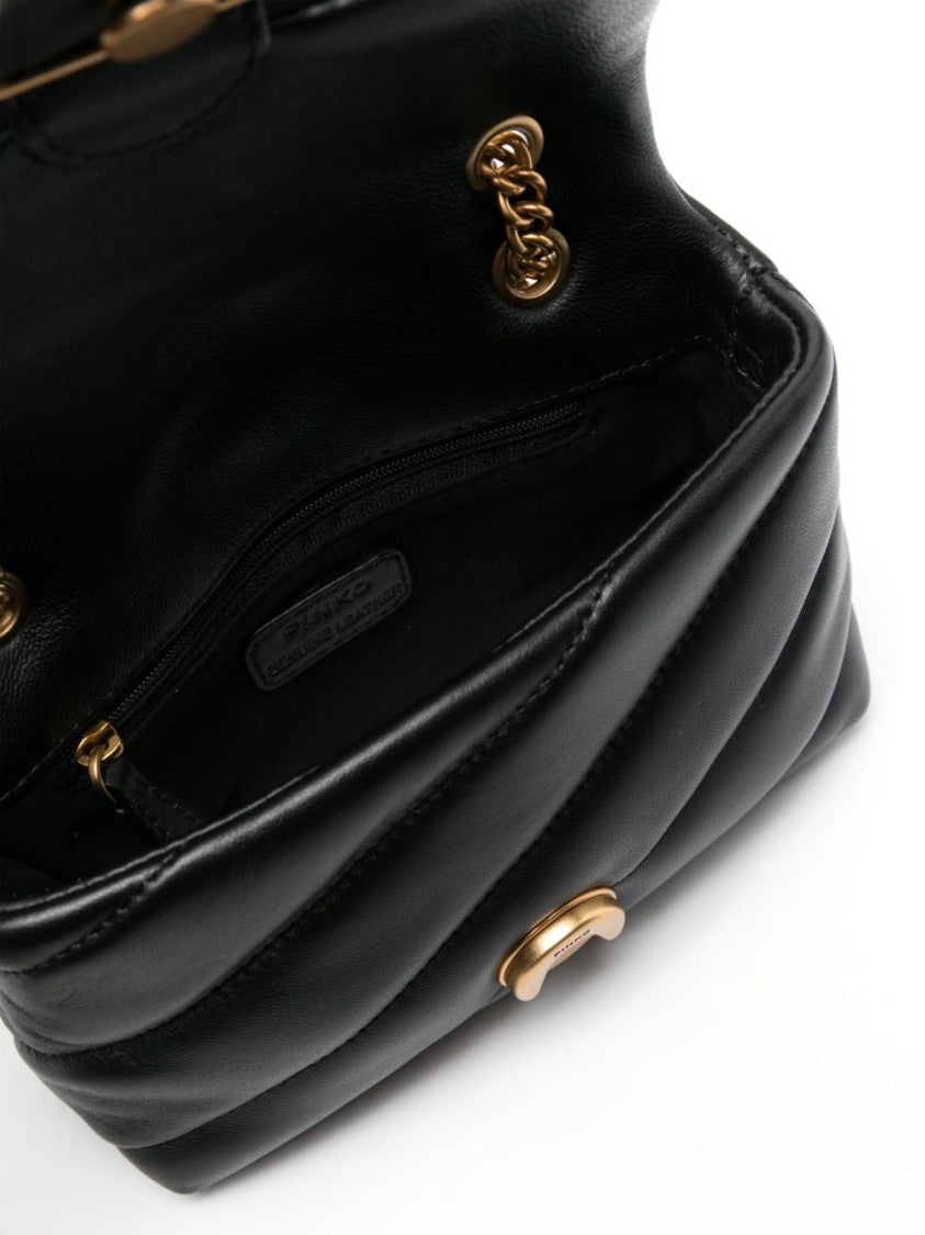 Pinko Quilted Black Leather Shoulder Bag