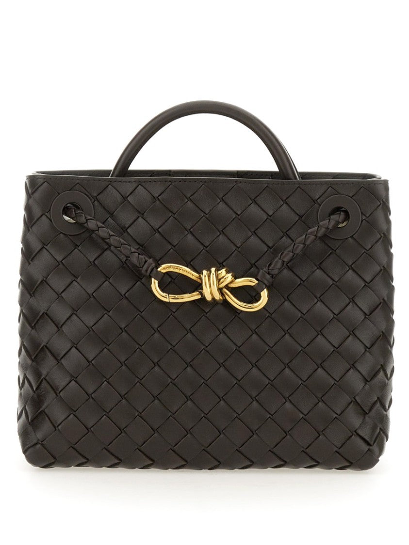 Bottega Veneta Small Woven Lamb Leather Shoulder Bag With Gold Clasp