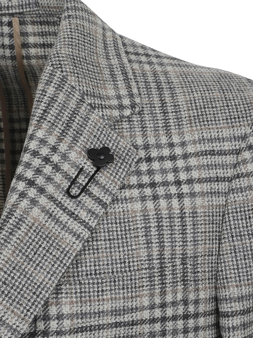 Lardini Plaid Tailored Jacket With Notch Lapels
