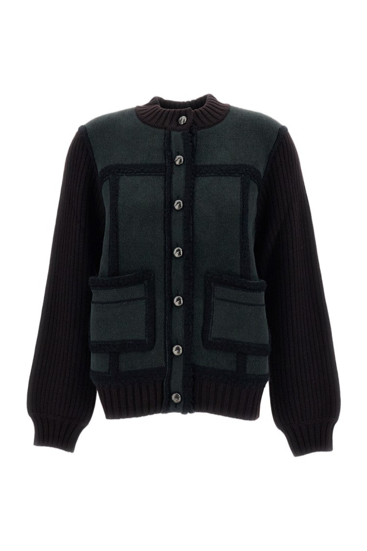 Barrie Brown / Green Color Block Cashmere Cardigan