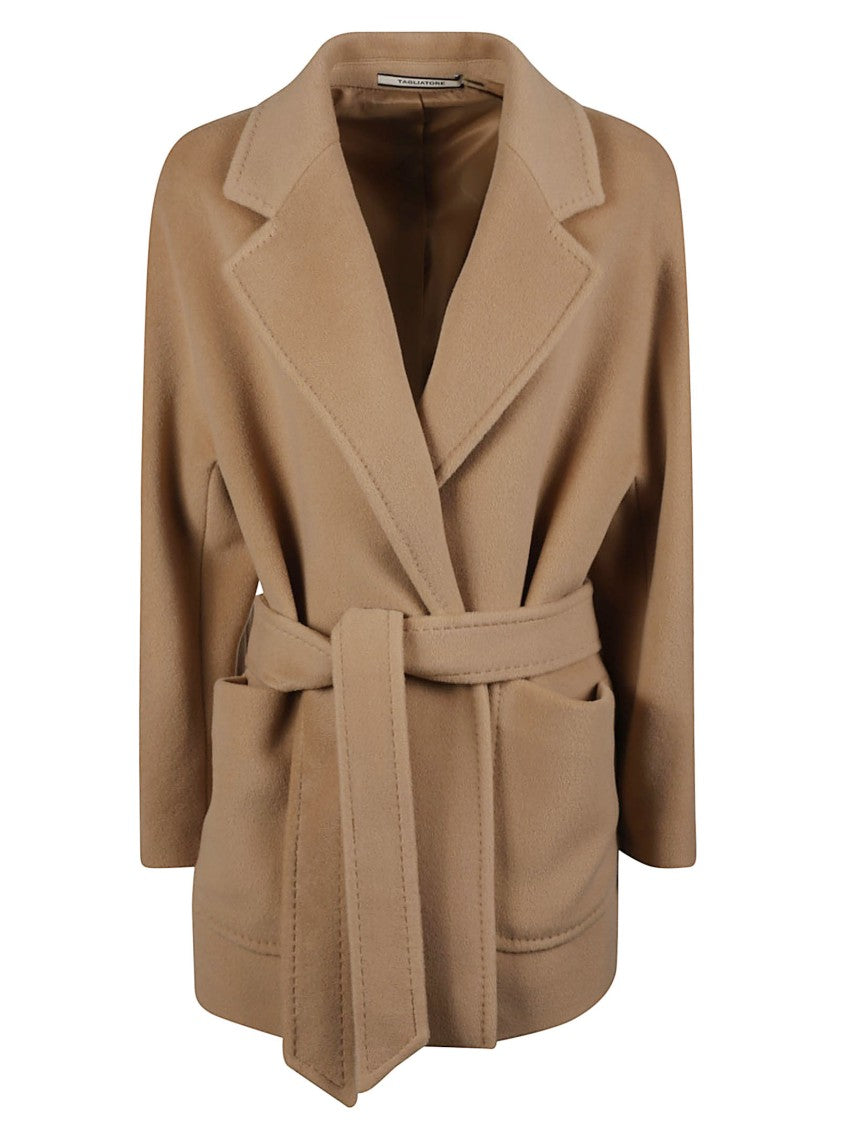 Tagliatore Denise Short Belted Virgin Wool Coat