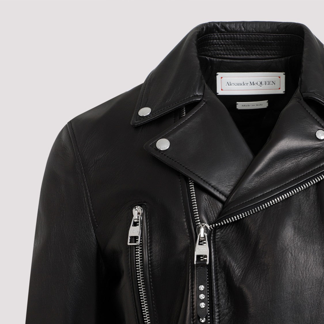 Alexander Mcqueen Black Lamb Leather Biker Jacket