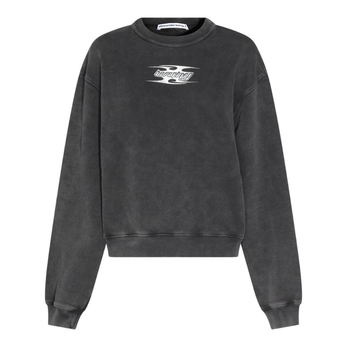 Alexander Wang Washed Charcoal Grey Sweater With Ribbed Cuffs