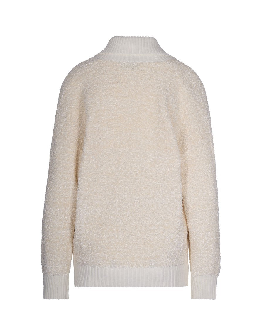 Elisabetta Franchi Milk Bouclé Chenille Cardigan