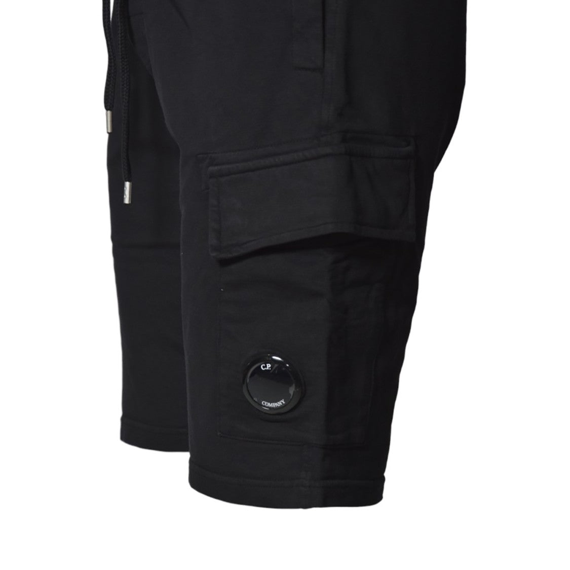 C.P. Company Bermuda Cargo Lens In Black Cotton Fleece