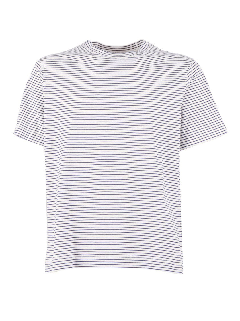 Circolo 1901 White Cotton Stripe T-Shirt