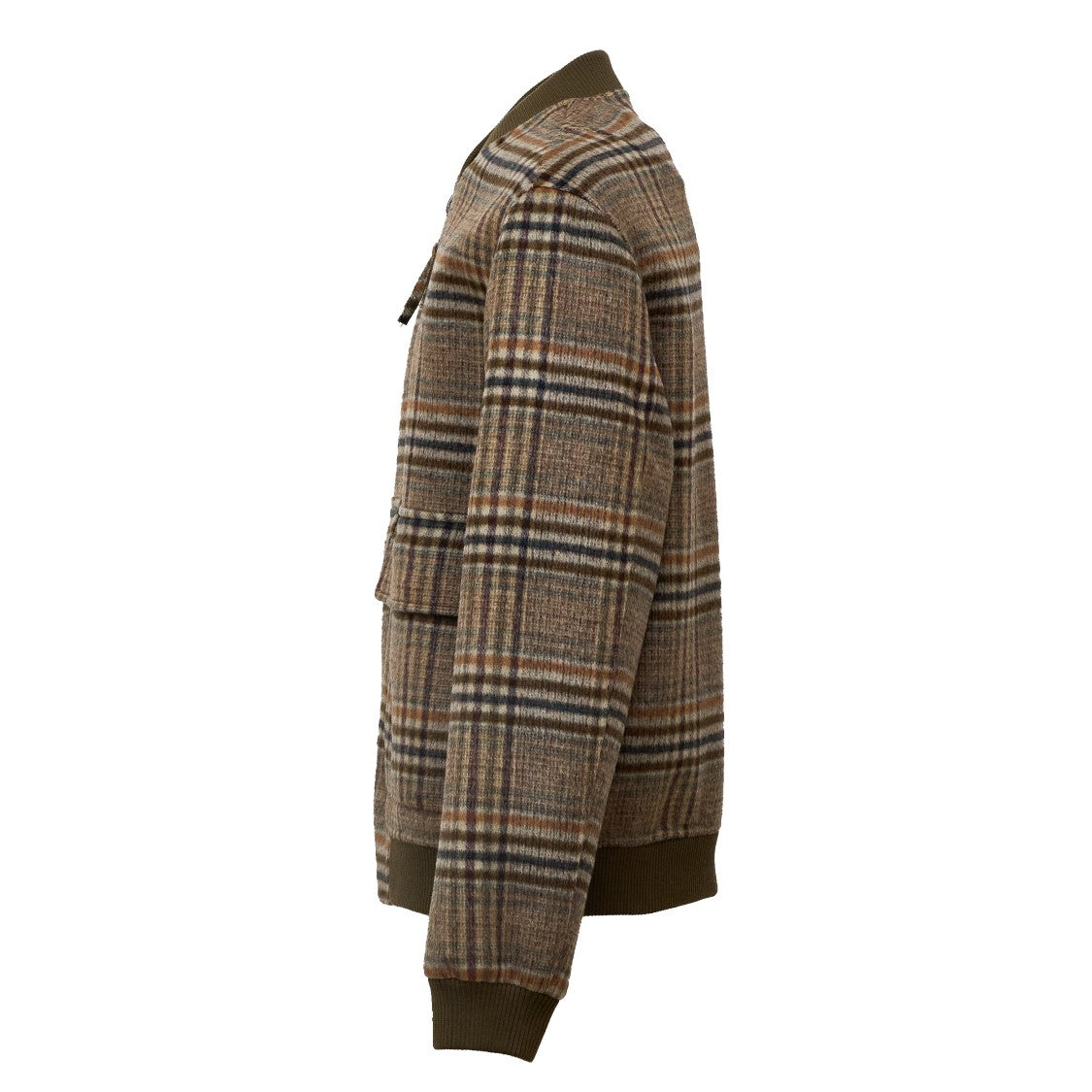 Amaranto Galles Plaid Wool Over Bomber Jacket