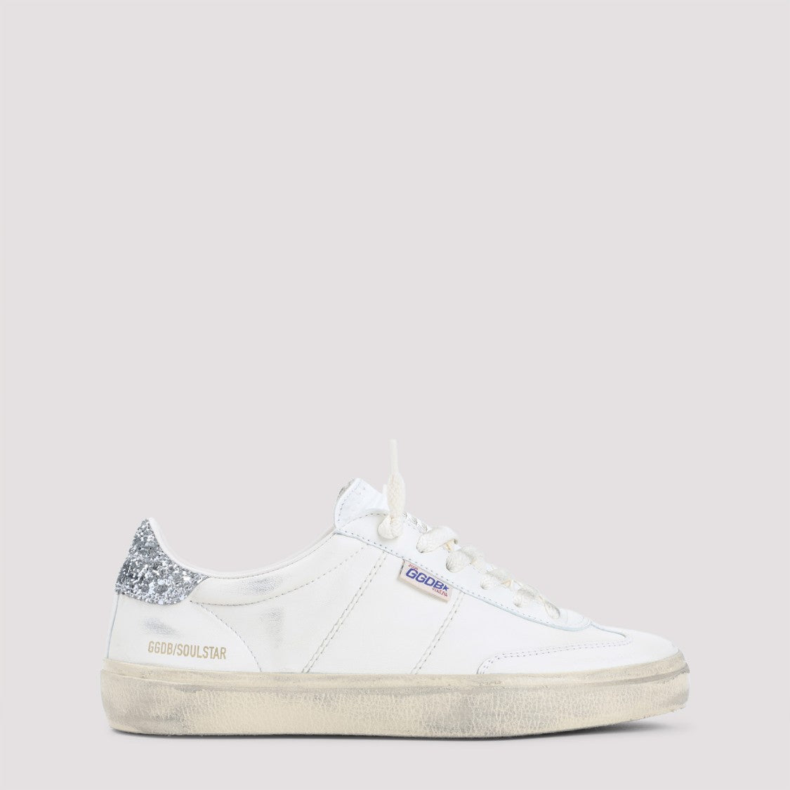 Golden Goose White Leather Sneakers With Sparkling Heel Accent