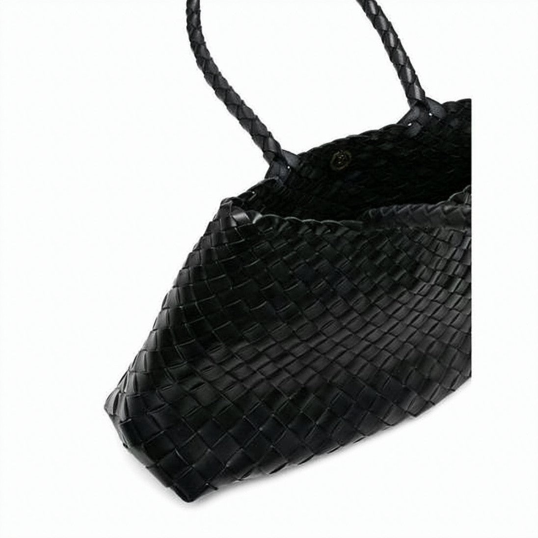 Dragon Diffusion Woven Black Buffalo Leather Tote Bag