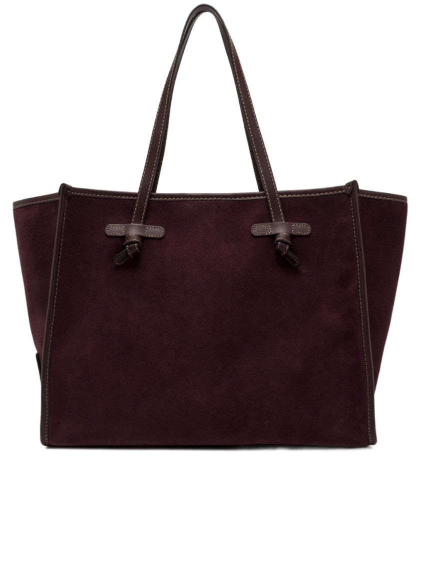 Gianni Chiarini Spacious Burgundy Suede Tote Bag With Smooth Leather Trim