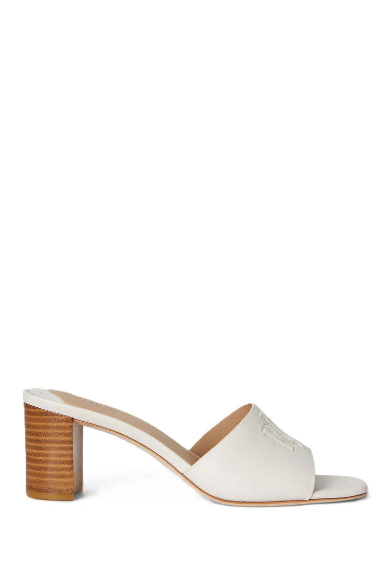 Lauren Ralph Lauren White Everley Heel Nappa Leather Sandals