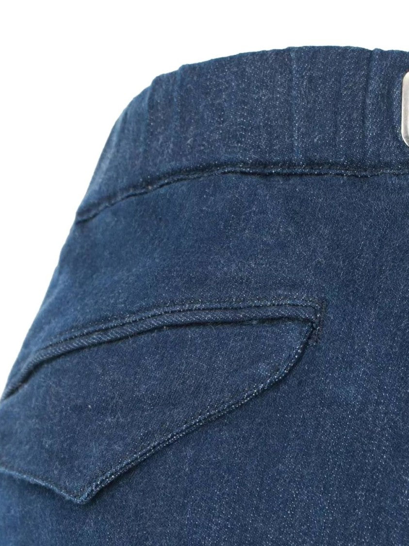 White Sand Straight-Leg Blue Trousers With Tapered Fit