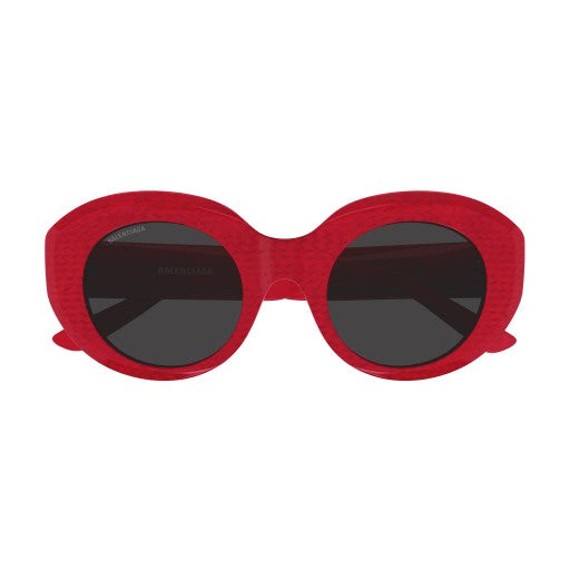 Balenciaga Oversized Red Acetate Sunglasses With Textured Finish
