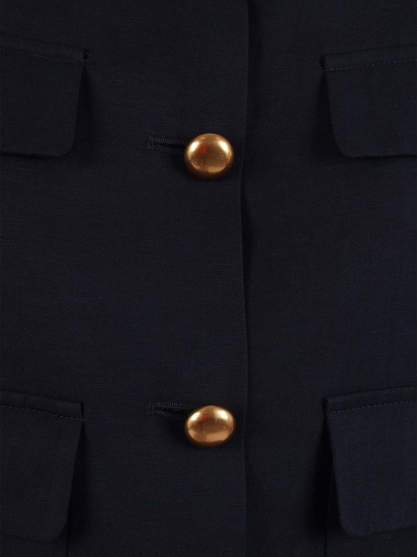P.A.R.O.S.H. Cropped Structured Gold Button Jacket