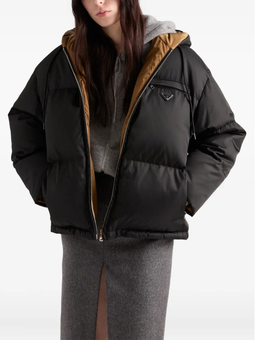 Prada Cropped Puffer Jacket With Contrasting Interior Lining