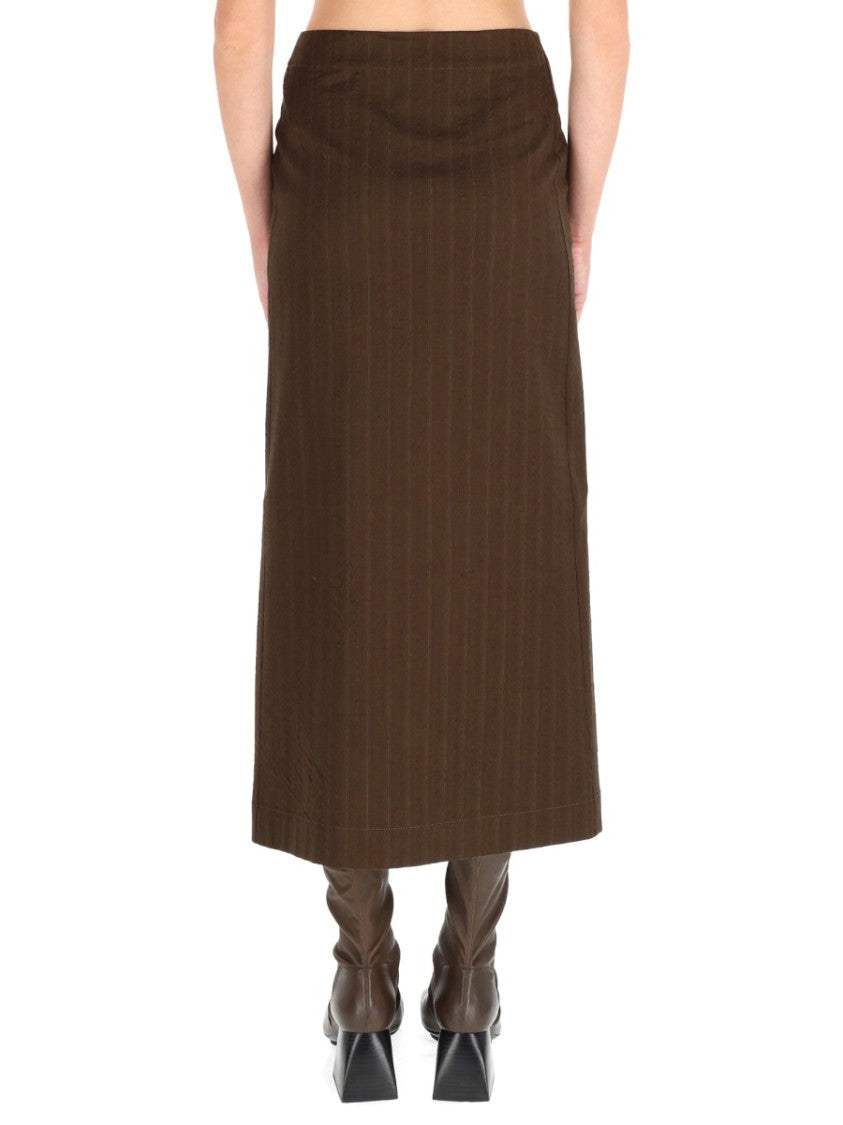 Uma Wang Straight Midi Gad Virgin Wool-Blend Skirt