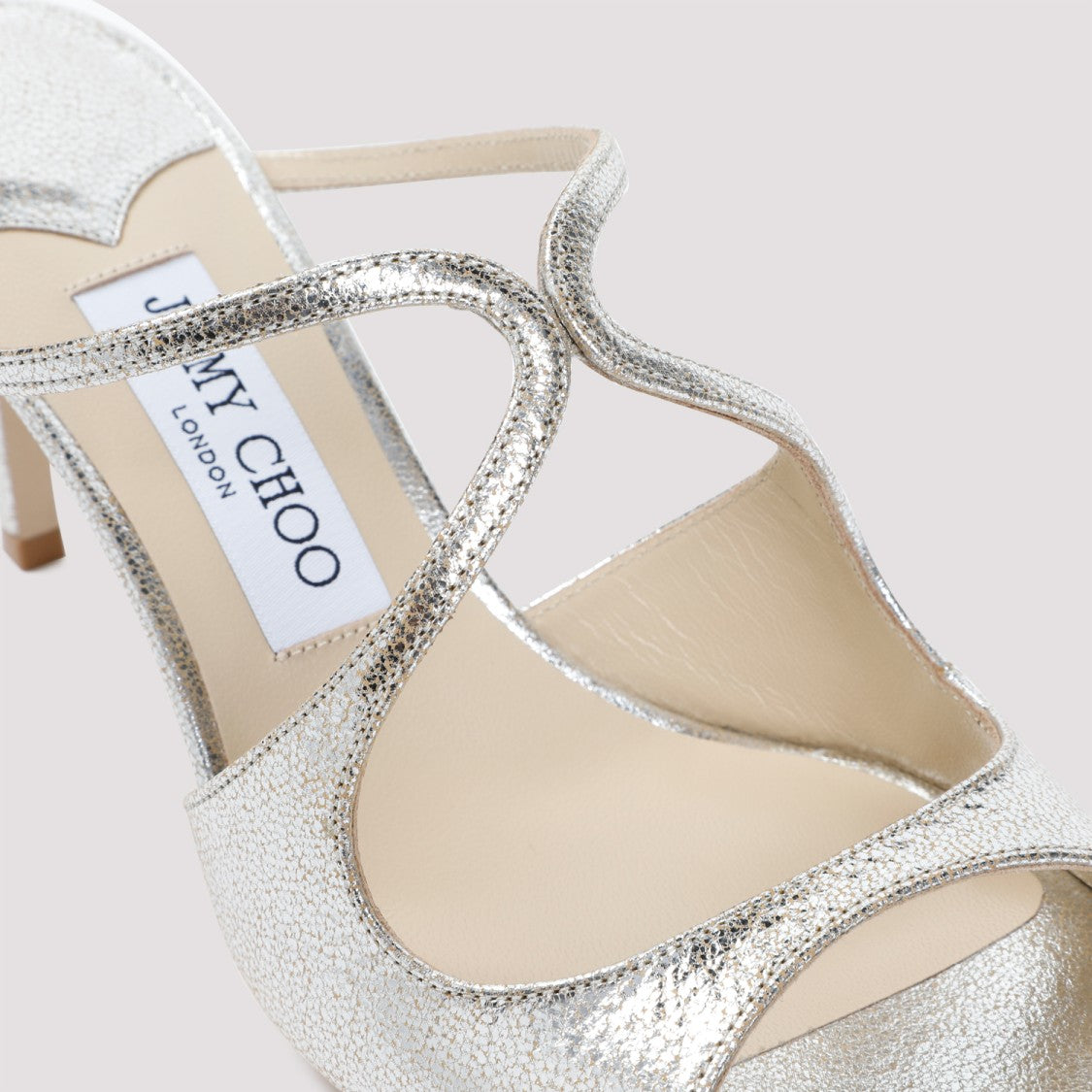 Jimmy Choo Champagne Leather Anise 75 Sandals