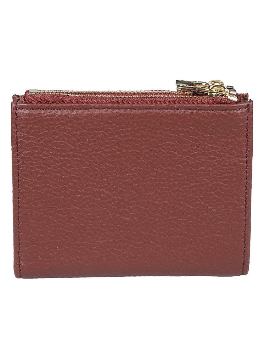 Patrizia Pepe Burgundy Compact Calf Leather Credit Card Holder
