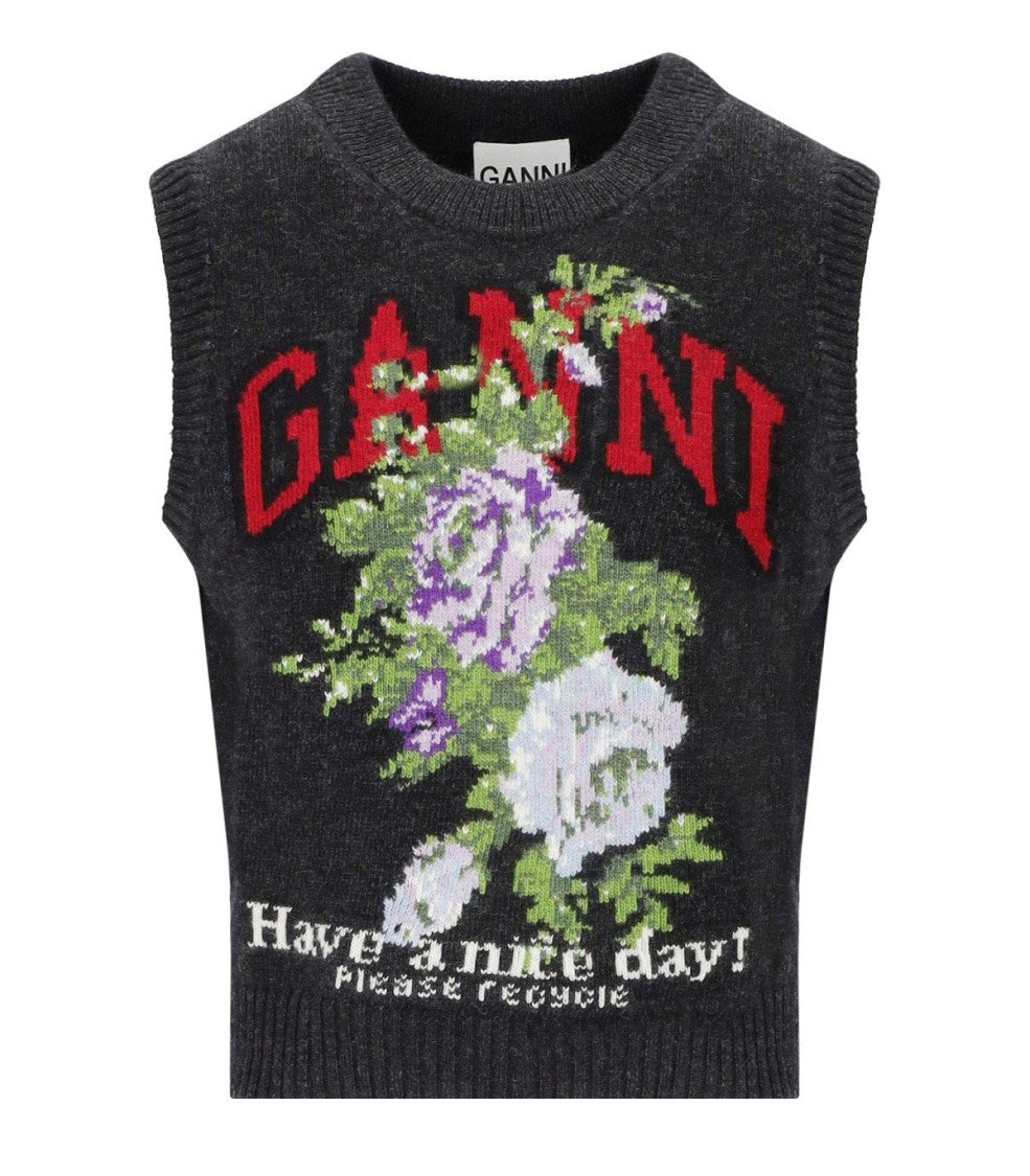 Ganni Flowers Grey Vest